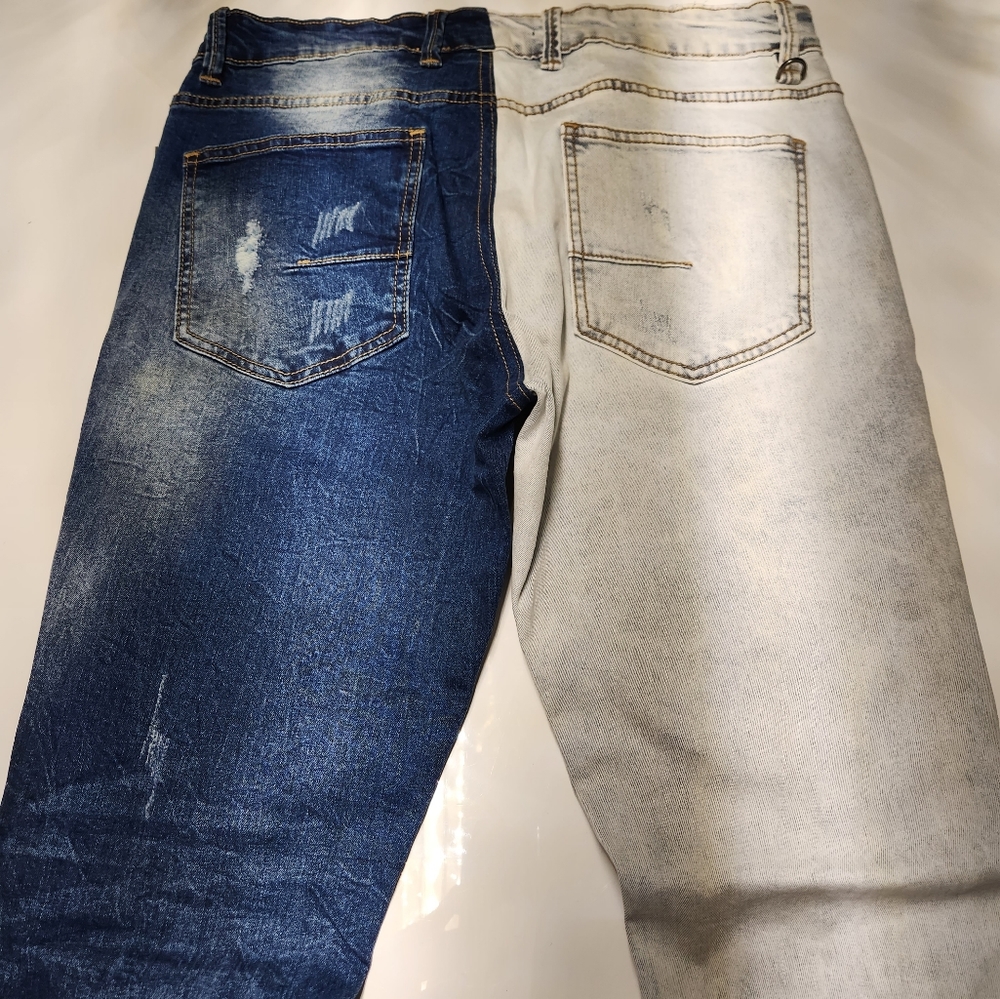 Jelon Two Tone Denim Ripped$Repair Jeansđź‘– - Picture 10 of 10